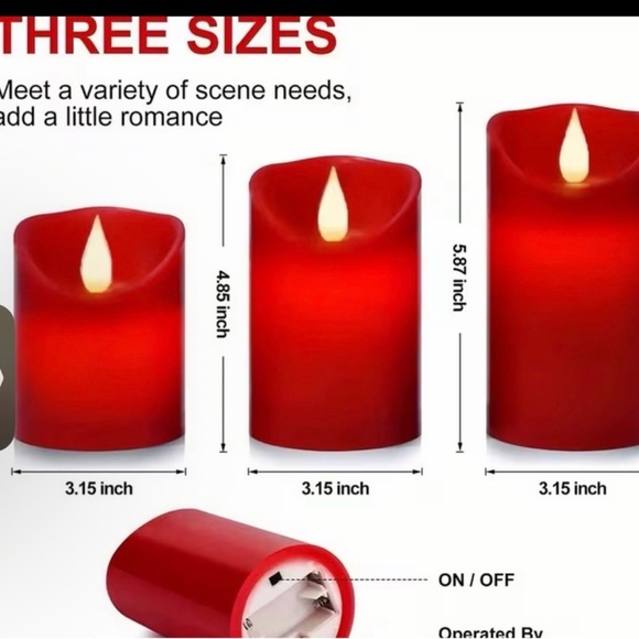 Elegant Red LED Flameless Candle Set - Picture 4 of 8